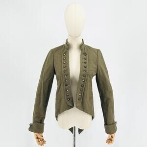 NWOT Gryphon Green Military Tailcoat Jacket w Silver Studs Women’s Size S